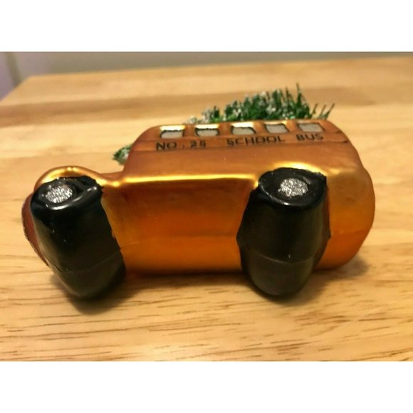 New Christmas Tree Glass Painted Ornament Holiday Yellow School Bus, Teacher - Picture 5 of 10